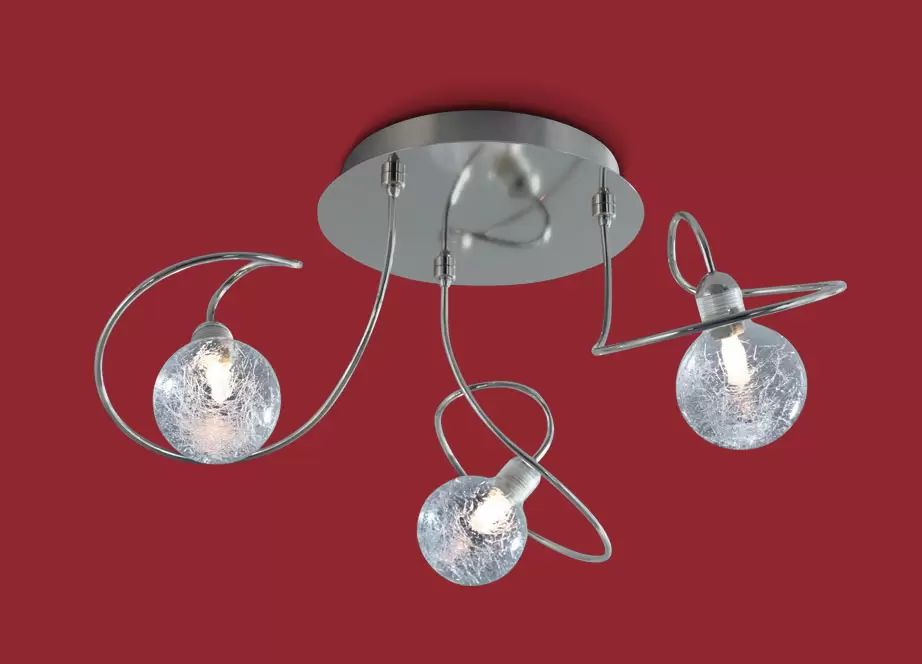 El plafón Luciana II es una lámpara de tres o cinco focos apto LED, disponible en color cromo o negro con bronce