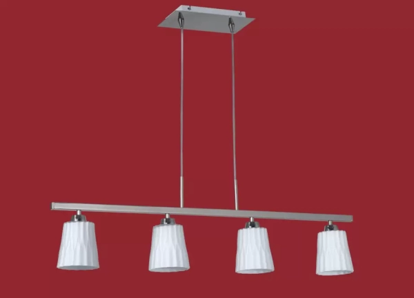 El colgante Luna Lineal es una lámpara de uso interior de cuatro luces, la cual viene en color cromo y su estilo clásico la vuelve de fácil adaptabilidad a cualquier tipo de ambiente.
