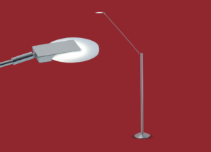 Lámpara de Pie Misterio de 150cm de alto de estilo moderno, disponible en color cromo. Adaptable a todo tipo de ambiente.