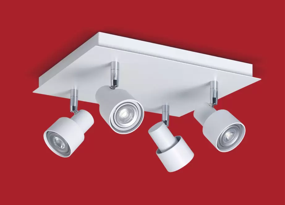 El plafón Boa Cuadrado es una lámpara de cuatro luces apto LED. Su estilo moderno la hace adaptable a todo tipo de ambiente.