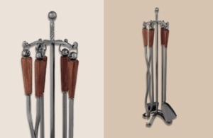 El Set para Hogares Country es un set de herramientas para el uso de leñeros y hogares fabricado en hierro, con soporte central.