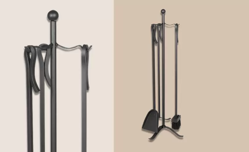 El Set para Hogares Minimalista es un set de herramientas para el uso de leñeros y hogares fabricado en hierro, de tres piezas.