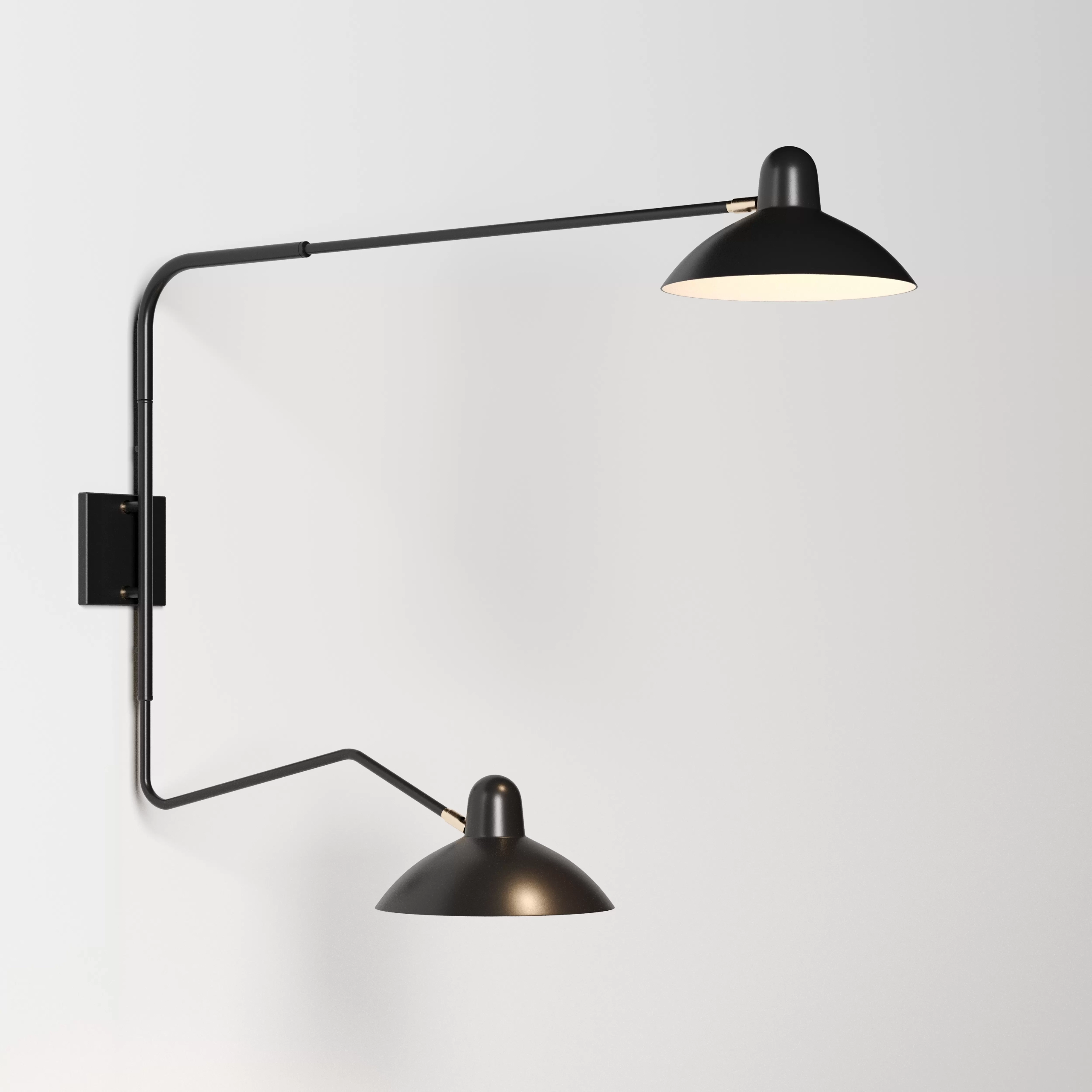 El aplique dual Julia es una luminaria de doble luz, de estilo retro y disponible en color blanco y negro.