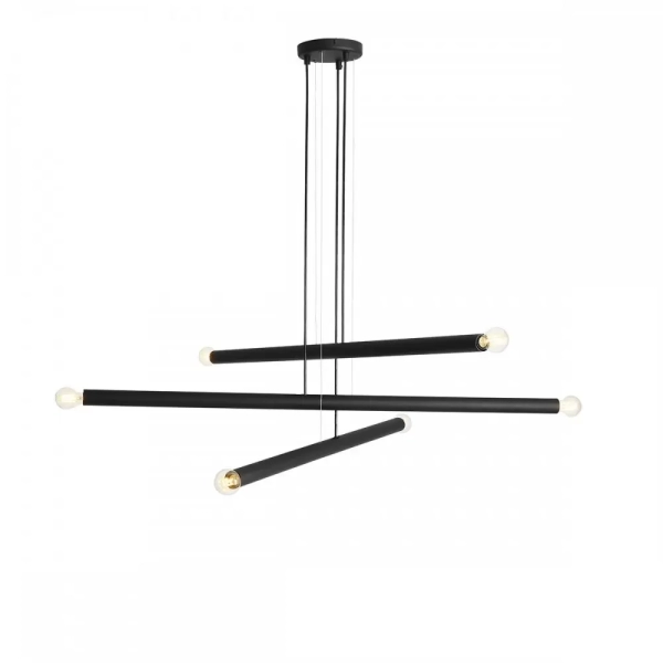 El colgante Gero es una lámpara fabricada en aluminio, con aro antideslumbrante, disponible en color negro, con 6 o 10 luces.