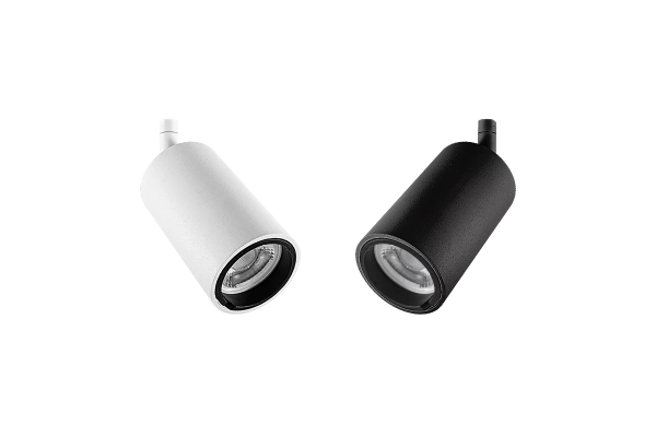 Eli es una luminaria fabricada en aluminio, la misma cuenta con aro antideslumbrante. Disponible en blanco, negro, plátil, cobre y bronce.