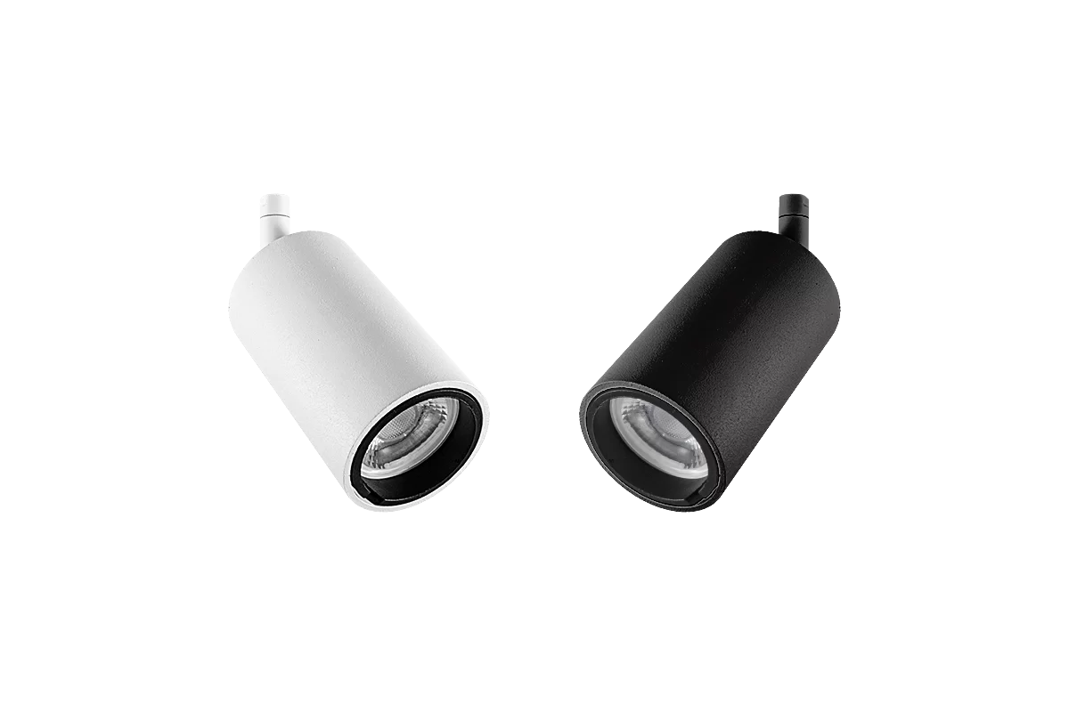 Eli es una luminaria fabricada en aluminio, la misma cuenta con aro antideslumbrante. Disponible en blanco, negro, plátil, cobre y bronce.