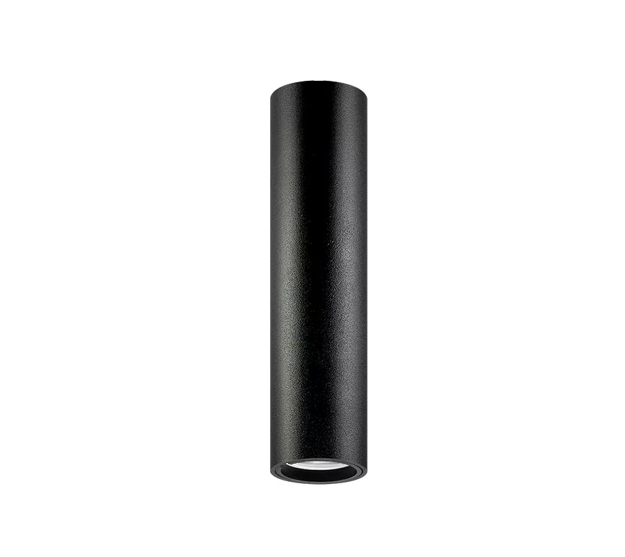 Plafón Eli sin base de aluminio, con aro antideslumbrante del mismo material, disponible en blanco, negro, plátil, cobre, bronce.