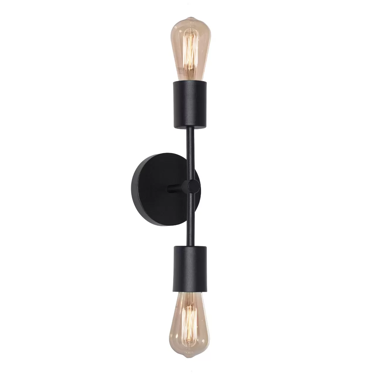 El aplique Columbus es una luminaria fabricada en metal de dos luces y disponible en tres colores: negro, cobre o bronce.