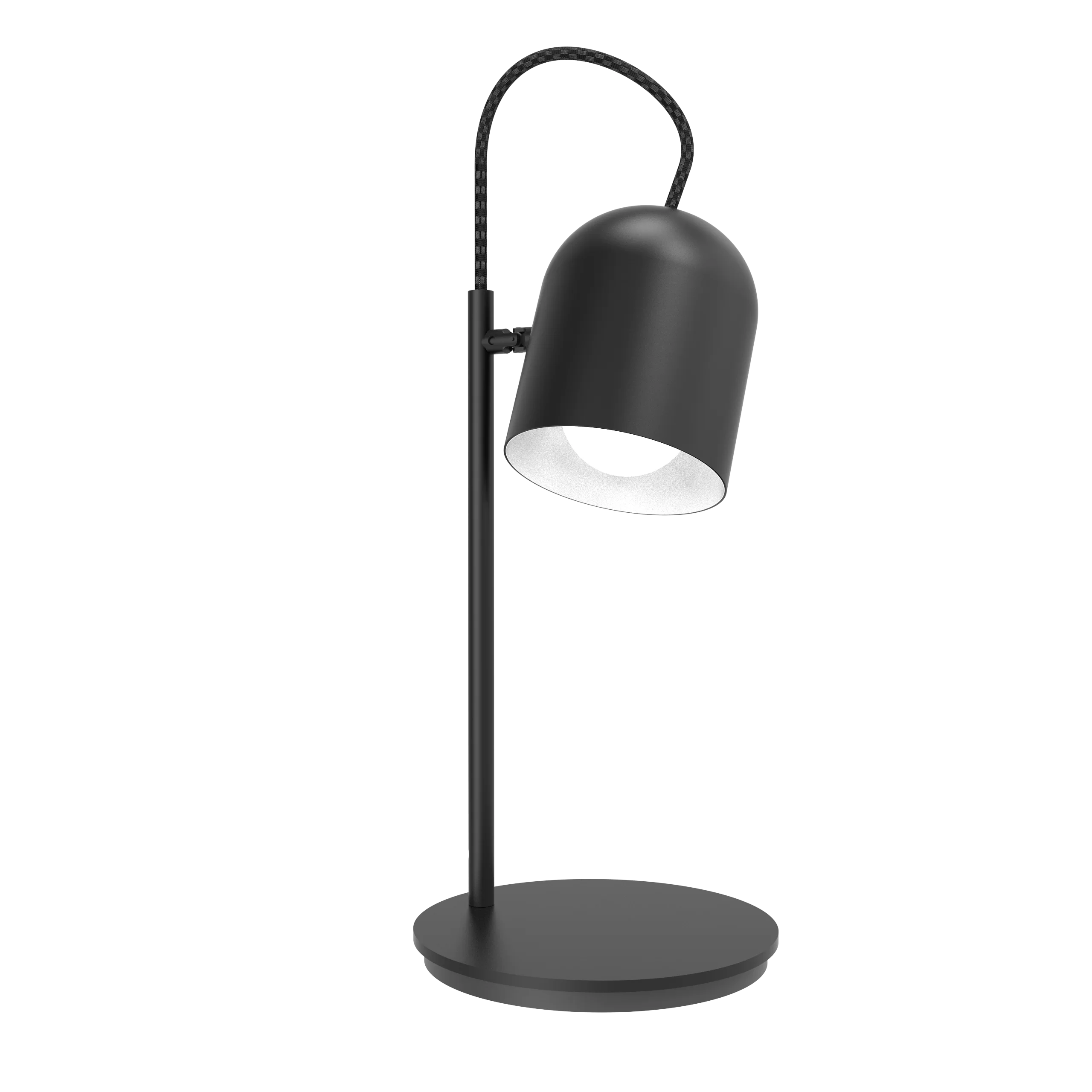 Lámpara de mesa Lampy. Velador de estilo moderno, fabricado íntegramente en acero y disponible en color blanco, negro, bordó, azul y verde.