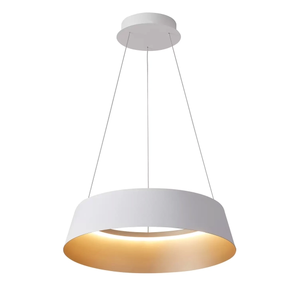 Colgante Buenos Aires. Luminaria moderna fabricada en aluminio, con LED 50w integrado. Lámpara dimmerizable disponible en blanco y negro.