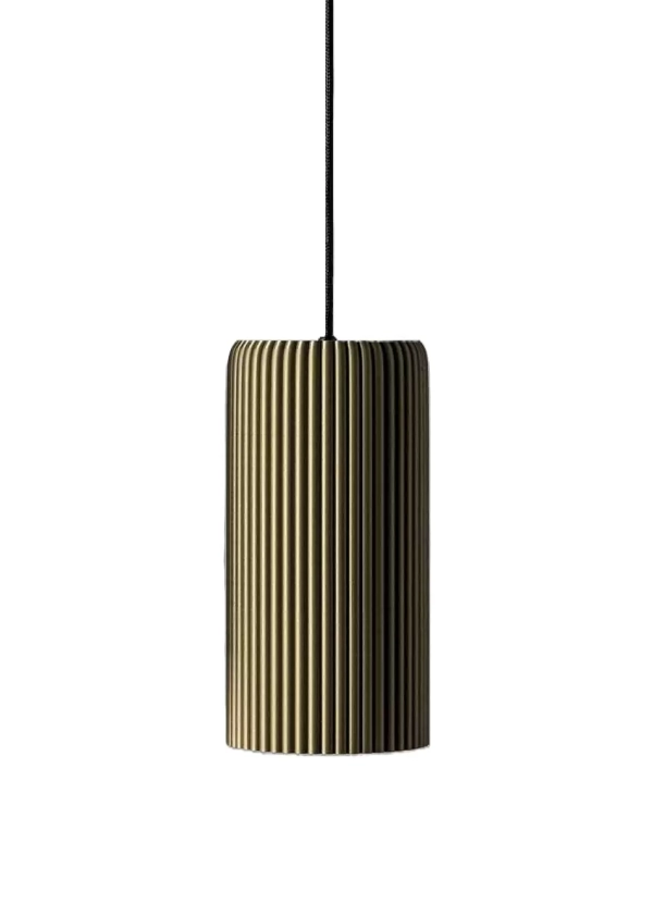 Colgante Tresde Tall. Luminarina de techo de estilo moderno, fabricada íntegramente en impresión 3D y disponible en 3 colores: blanco, negro y dorado.
