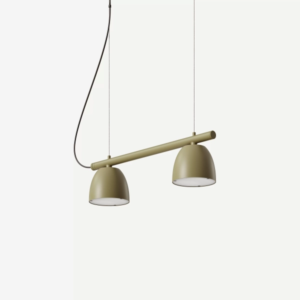 Colgante Teo Linear. Luminaria lineal fabricada en metal, de estilo moderno y de 2, 3 o 4 luces. Disponible en 5 colores: negro, gris, blanco, verde y terra