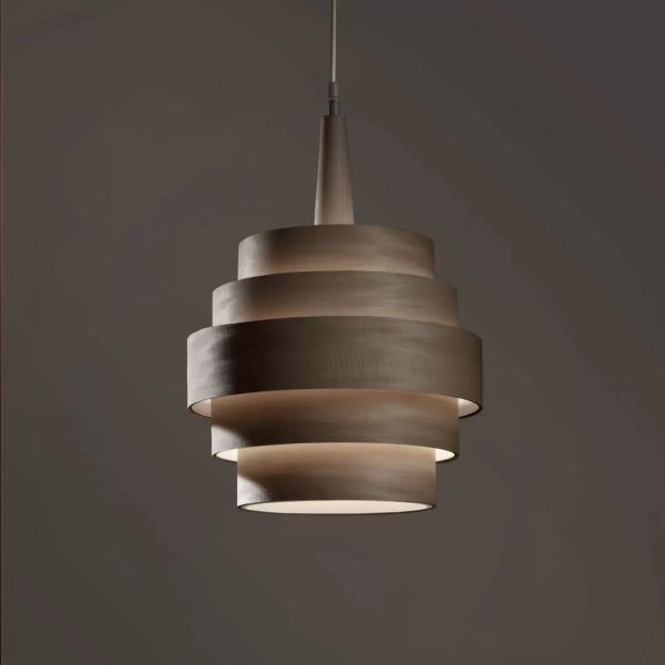 Colgante Cinco Aros Madera. Lámpara colgante realizada artesanalmente. Fabricada con cinco aros concéntricos de Guatambú. Disponible en XS, S, M, L, XL