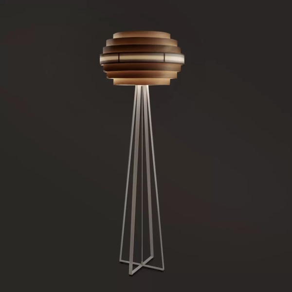 Lámpara de pie Cuatrípode Aros Madera - Imagen 4