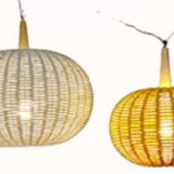 Colgante Mandarina Cordón. Lámpara confeccionada artesanalmente. Estructura metálica forrada con cordón. Disponible en 6 tamaños.